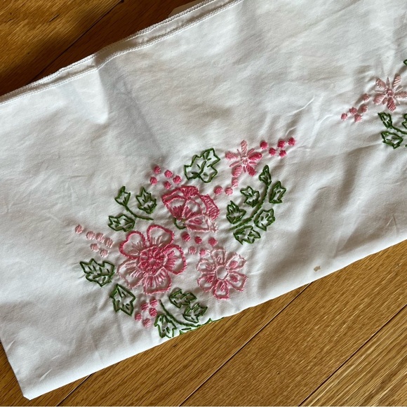 Floral Embroidered pillow cases. Hand cross stitched. Cotton/Polyester. New - Picture 5 of 6